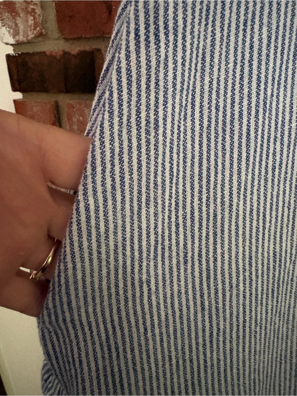 Cynthia Rowley Blue Striped Button Up Dress Ruffle Flounce Hem Lagenlook Sz S - Picture 5 of 10